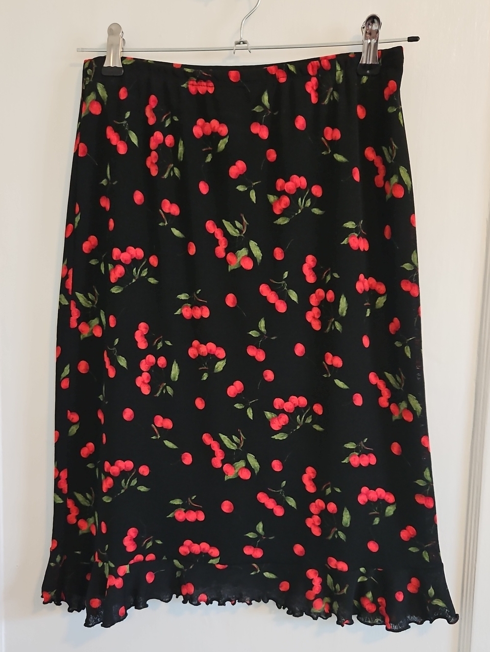 Lages U.S.A. Black Cherry Print Midi Skirt